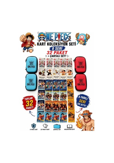 Cantex Tech One Piece Oyun Kartı 8 Seri 32 Paket Bir Arada Kart Koruma Çantası Dahil