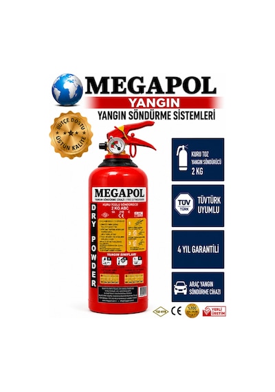 2 Kg Marin Tekne Sertifikalı Tozlu Yangın Söndürme Tüpü, Yangın Söndürme Cihazı, Yangın Söndürücü,