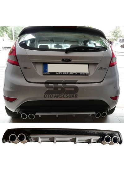 Ford Fiesta Mk7 Difüzör Arka Tampon Eki 4 Egzoz Çıkışlı Gri Lüx Tip