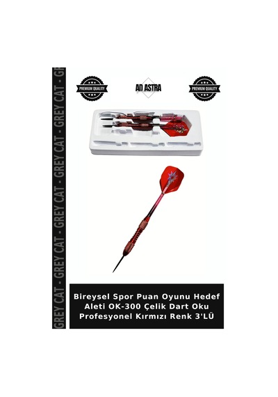 Bireysel Spor Puan Oyunu Hedef Aleti Ok-300 Çelik Dart Oku Profesyonel Kırmızı Renk 3'lü
