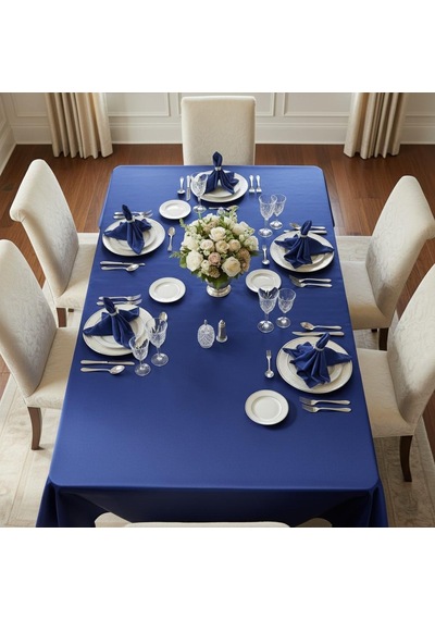 Fınezaa1602 - 8690000083442 - Kristal Monoray Kumaş İndigo Sofra Takımı 8 Kişilik 160x220 Cm 17prç. - 1602 Çok Renkli