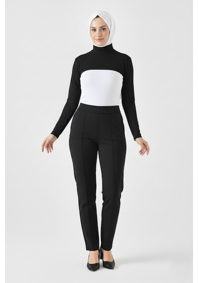 A02teks Dik Yaka Boyunluklu Kolluk Uzun Kollu Boyunluk Tesettür Boyunluk Balıkçı Yaka Bodysuit Siyah