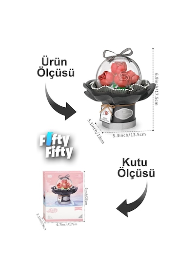 Loz Ledli Pembe Dekoratif Ve Koleksiyonluk Çiçek Buketi 285 Parça Çiçek Modeli Yapım Seti Fflz-1298