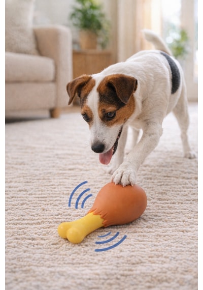 Runaway Sesli Tavuk Butu Köpek Oyuncağı Vinil Eğlence