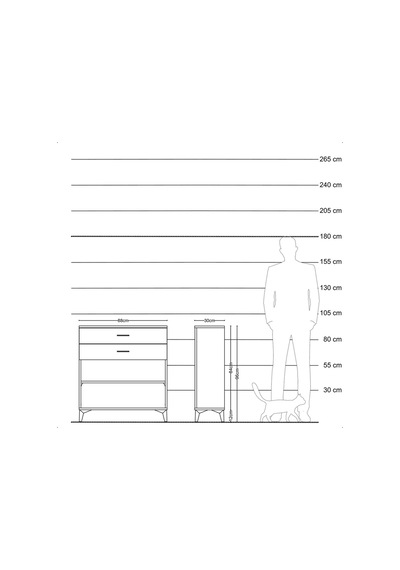 Arges Şifonyer Tek Raflı 2 Çekmeceli 88x30x96 Aytaşı-çam Aytaşı