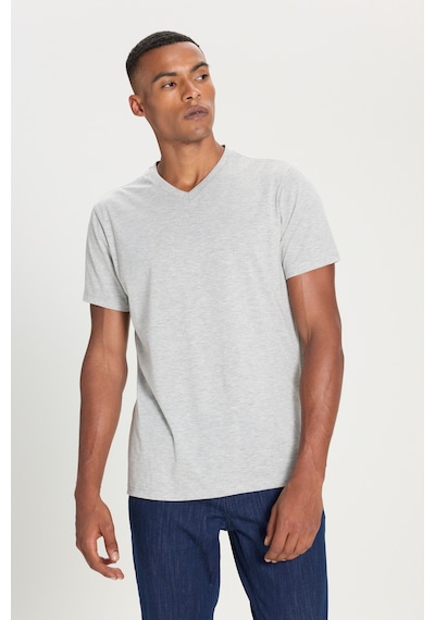 Ac&Co / Altınyıldız Classics Slim Fit Dar Kesim V Yaka Pamuklu Erkek Tişört Gri Melanj Ac&Co / Altınyıldız Classics Slim Fit Dar Kesim V Yaka Pamuklu Erkek Tişört Gri Melanj