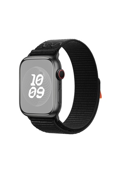 Caseonn Apple Watch Uyumlu Ultra Kordon Dikişli Spor Cırtlı Kumaş Kayış Siyah