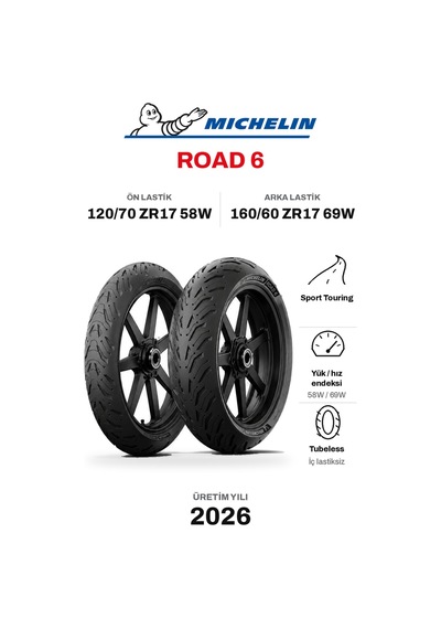 Michelin Road 6 120/70 ZR17 58W - 160/60 ZR17 69W Ön Arka Motosiklet Lastik Takımı (2026)