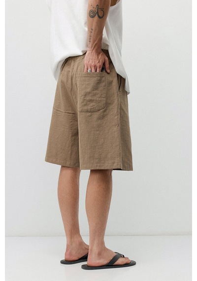 Vamos Basic Oversize Keten Şort Taş