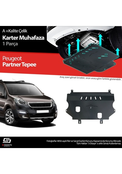 S-dizayn Peugeot Partner Tepee Çelik Karter Muhafaza 2008-2018 A+ Kalite