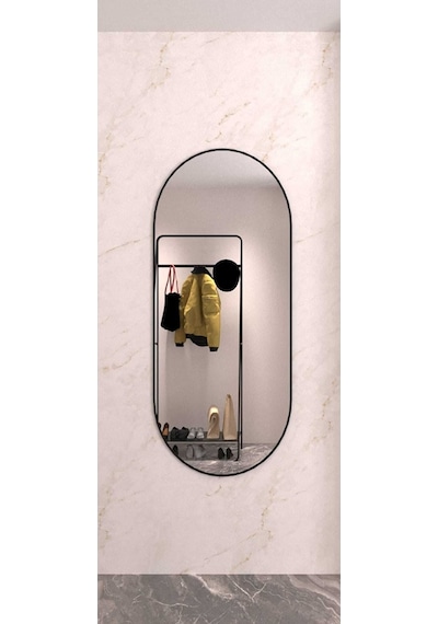 Model Alfa Dekoratif Ayna Duvar Aynası Konsol Aynası Boy Aynası Mdf 120cm X 50 Cm Elips Ayna 120 X 50 Siyah