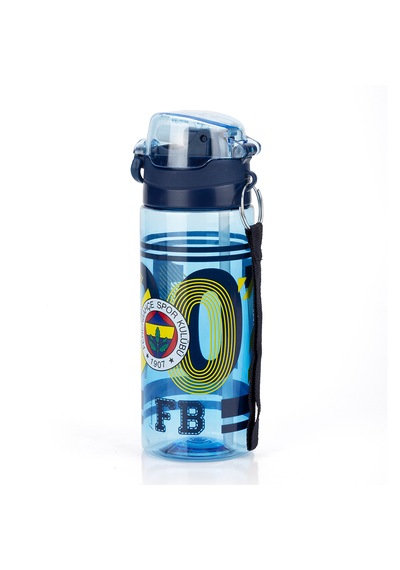 Fenerbahçe Lisanslı 500ml Pipetli Kilitli Kapaklı Mavi Su Matarası - Orijinal Fb Taraftar Suluk Sarı - Lacivert