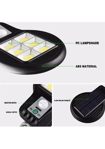 Cl-182-6 Hareket Sensörlü 48 Cob Ledli Solar Sokak Lambası Belirtilmemis