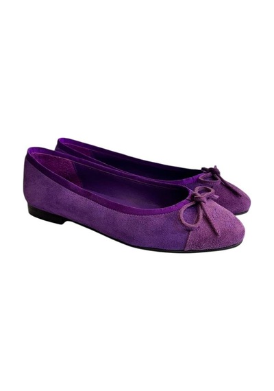 Tufan Shoes Mor Hakiki Süet Deri Lila Burun Babet Mor