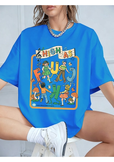 Noıssey Urban Pop Graphic Kadın Tişört Koleksiyonukod 5102 Bebe Mavi