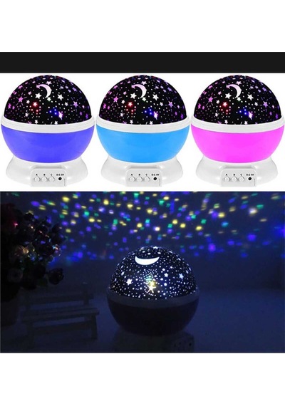 Masa Gece Lambası Yıldız Projektörlü Çocuk Odası Usb Kablolu Pembe