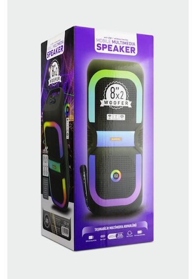 Subzero Wr154 Rgb Bluetooth/usb/sd Tws Özelliği 8x2 Müzik Kutusu Kablolu Miktofon