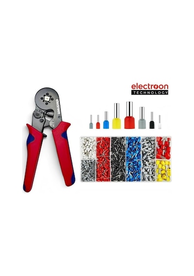 Electroon Hsc8 6-4a Terminal Sıkma Pensesi +1150parça Kablo Pabucu Set 1 Adet