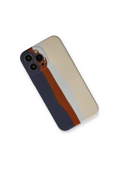 Apple iPhone Uyumlu 13 Pro Kılıf Ebruli Lansman Silikon - Lacivert-krem Krem - Lacivert