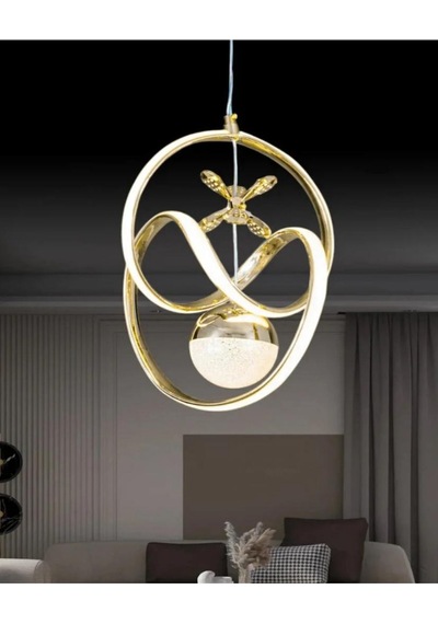 Tek Toplu Modern Gold Kaplama Sarkıt Led Avize Salon Avize 3 Renk Ledli Gold