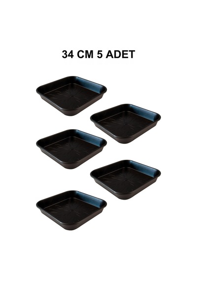 Grow Wizard Kare Saksı Altlığı 34 Cm 5 Adet Siyah