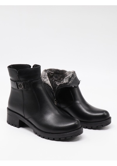 Nesilshoes Nesil Shoes Marr 822 Hakiki Deri İçi Kürklü Kadın Bot Siyah