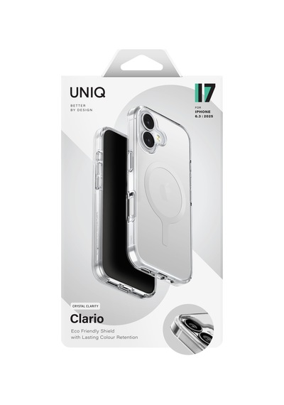 Apple Uyumlu iPhone 17 Kılıf Clario Geri Dönüşüm Doğaya Duyarlı Materyal Kapak Çift Katman Magsafe Özellikli Şeffaf