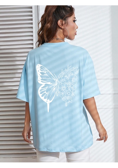 Uyguntarz Unisex Drawing Butterflies Tasarım T-shirt Bebe Mavisi