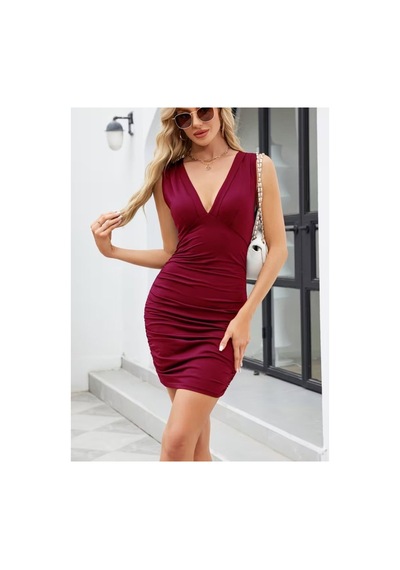 Butik İstanbul Kadın Askılı Kruvaze Yakalı Yandan Pile Detaylı Kısa Ithal Krep Elbise Bordo Butik İstanbul Kadın Askılı Kruvaze Yakalı Yandan Pile Detaylı Kısa Ithal Krep Elbise Bordo