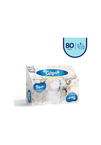 Selpak El Ve Yüz Havlusu Kutulu Mermer Desen 80 Yaprak