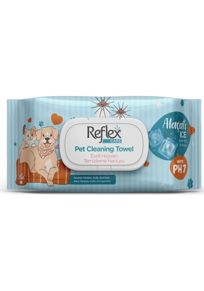 Reflex Care Alaçatı Ice Kokulu Kedi Ve Köpekler İçin Çok Amaçlı Temizleme Mendili 50'li X 3 Adet