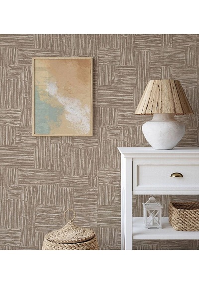 Adawall Muse Koleksiyonu- 25101-4 Koyu Bej Dokulu Silinebilir Nonwoven Vinil Duvar Kağıdı 1.06x15.6m - 16.5m²