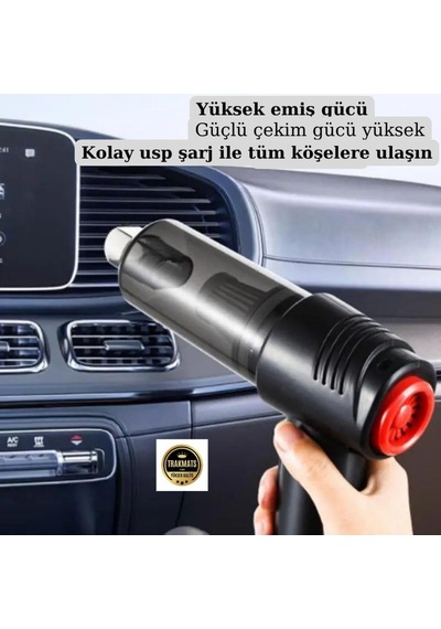 Lada Volga Usb İle Uyumlu Kablosuz Emiş Ve Üflemeli Şarjlı Oto El Süpürgesi Siyah Diğer