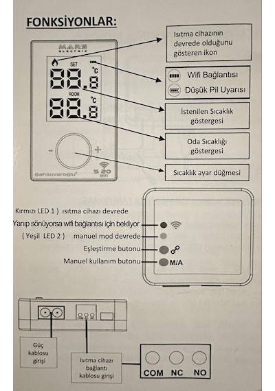S20 Mobile Digital Wifi Beyaz Oda Termostat