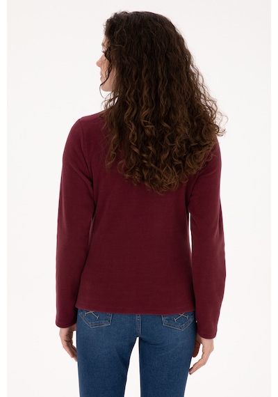 U.S. Polo Assn. Kadın Bordo Fermuarlı Dik Yaka Polar Sweatshirt 50316729-VR177