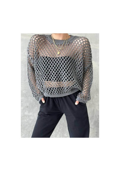 Rouge Basic Simli Ajurlu Triko Gri