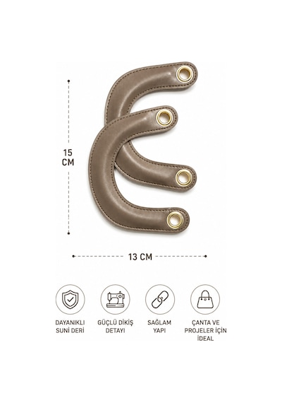 Vollen Yarn Suni Deri Çanta Sapı 15x13 Cm 1 Çift 2 Adet Dikişli Çanta Kulpu Metal Kuşgözlü Çanta Aksesuarı 5