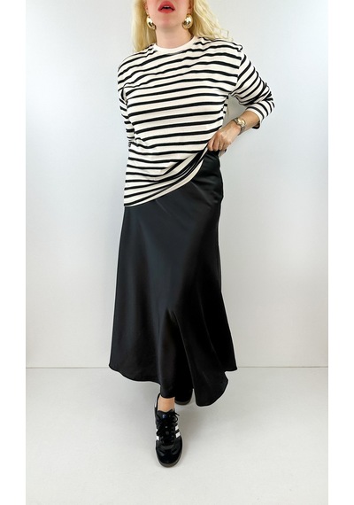Modaonna Siyah Maxi Saten Etek Siyah