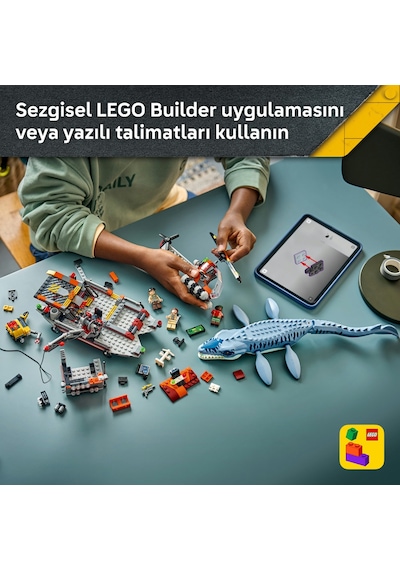 LEGO® Jurassic World Mosasaurus Dinozor Tekne Saldırısı 779837 - 7 Yaş Üzeri için Minifigür İçeren Oyuncak Yapım Seti (703 Parça)