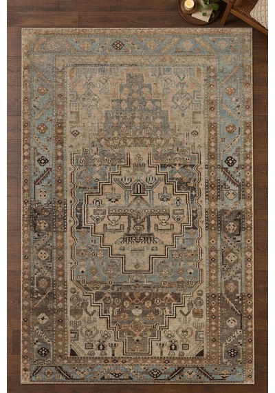 Artloop İstanbul Yeşil Eskitme Otantik Desenli Vintage Dokuma Tabanlı Şönil Halı Al 660 Yeşil - Eskitme