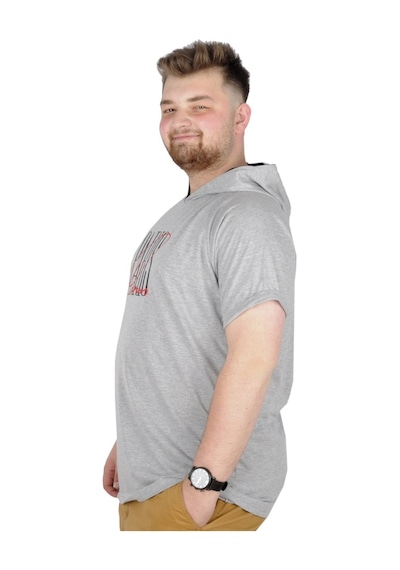 Mode Xl Büyük Beden T-Shirt Kapşonlu Paris 22174 Grimelanj 001