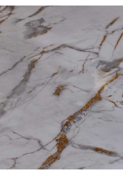 Kalın Pvc Masa Koruyucu 1.2 Mm Mika Örtü, 80 Cm En, Mermer Desen Altın