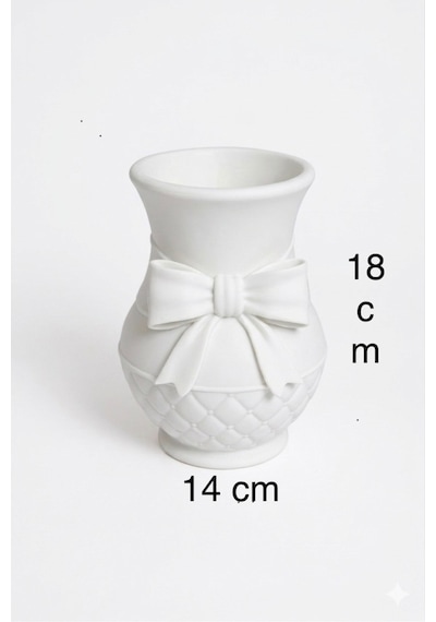 Modern 3d Baskı Fiyonklu Dekoratif Vazo - 18 Cm Estetik Çiçek Vazosu - Pastel Beyaz Tasarım Obje Beyaz
