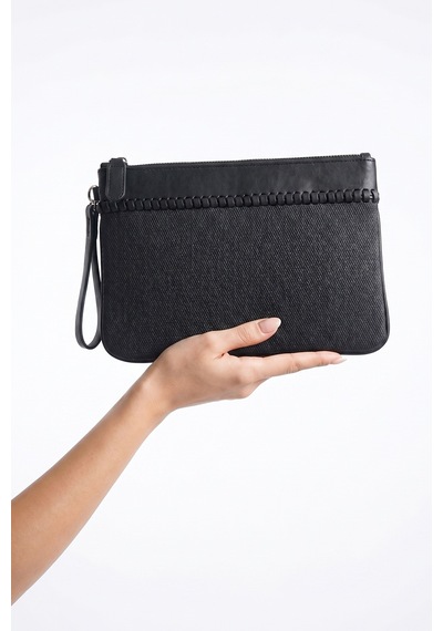 Zenıx Siyah Desenli Kadın Clutch Çanta