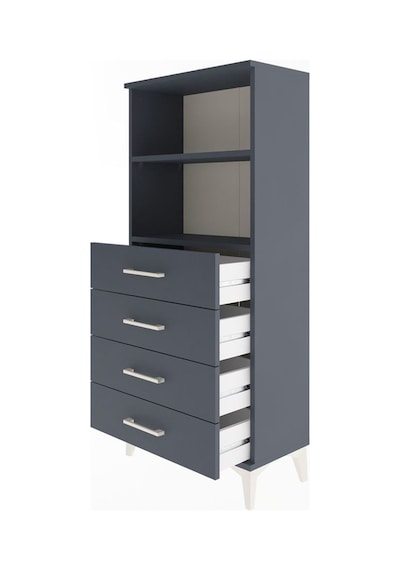Arges Dolap 2 Raflı 4 Çekmeceli 60x30x134 Antrasit-antrasit Antrasit