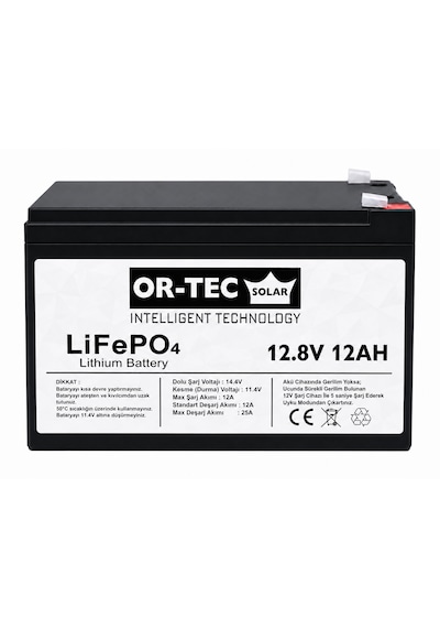 OR-TEC 12.8V 12Ah LiFePO4 Akülü Araba - UPS Aküsü
