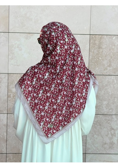 Qalortex Scarf Meyra Desen B.boy Eşarp - Bordo