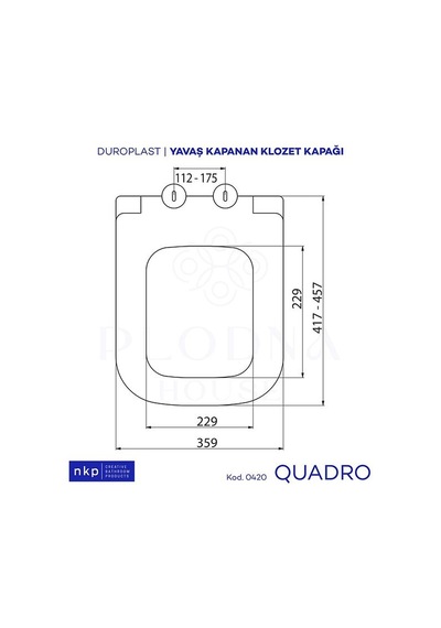 Kare Duroplast Quadro Yavaş Kapanan Klozet Kapağı