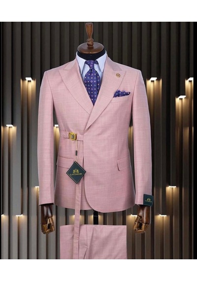 İlayda Emir Slim Fit, Kırlangıç Yaka, 6 Drop, Erkek Takım Elbise Düğün Nişan Damatlık Kombin Gülkurusu İlayda Emir Slim Fit, Kırlangıç Yaka, 6 Drop, Erkek Takım Elbise Düğün Nişan Damatlık Kombin Gülkurusu