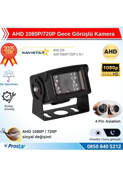Ahd 1080p/720p Büyük Gece Görüşlü 4 Pin Soketli Kamyon Tır Otobüs Kamerası